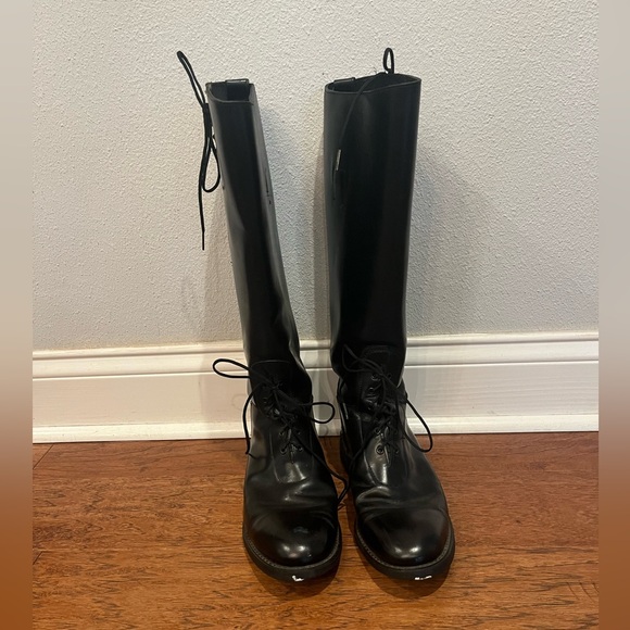 Classic back leather lace up English riding boots. So preppy! GUC! - Picture 3 of 13